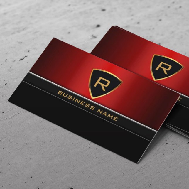 Reparera automatiskt Royal Guld Shield Red Metall Visitkort (Skapare uppladdad)
