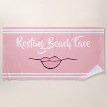 Reparera Beach Ansikte "Läppar" Rosa Beach Towel