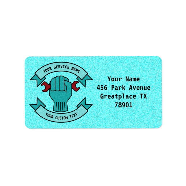 Reparera mekaniskt plommon med rött vrde adressetikett (Framsidan)