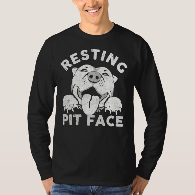Reparera Pit Ansikte Funny Pitbull-Hund för Pet L T Shirt (Framsida)