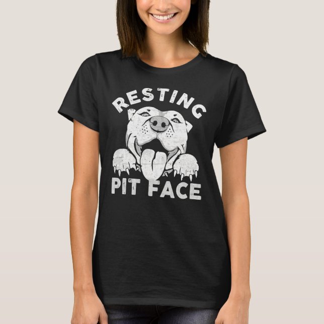 Reparera Pit Ansikte Funny Pitbull-Hund för Pet L T Shirt (Framsida)