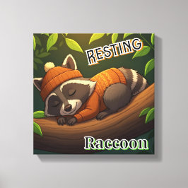 Reparera Raccoon | Cute Tecknad Barn Nursery Art Canvastryck
