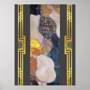 Reparerad färgning av Klimt Goldfish Art nouveau Poster
