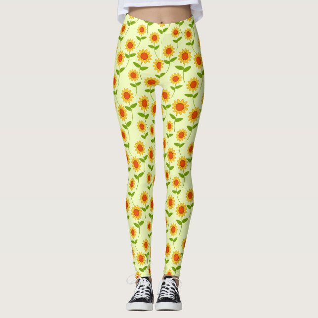 Repeat Sunflower Pattern Leggings (Framsida)