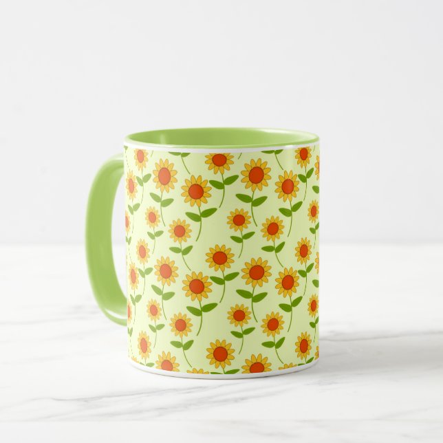 Repeat Sunflower Pattern Mugg (Framsida vänster)