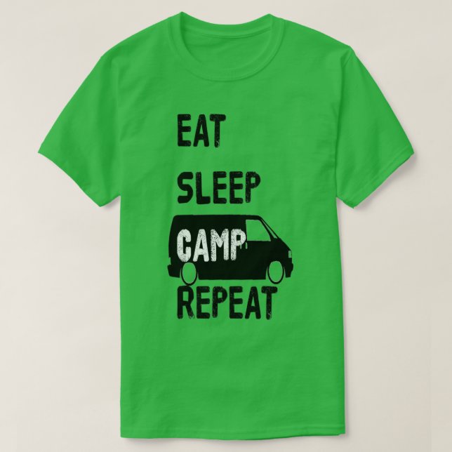 REPEAT T4-svart, EAT-SLEEP CAMP T Shirt (Design framsida)