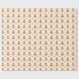 Repeating floral pattern on wrapping paper presentpapper