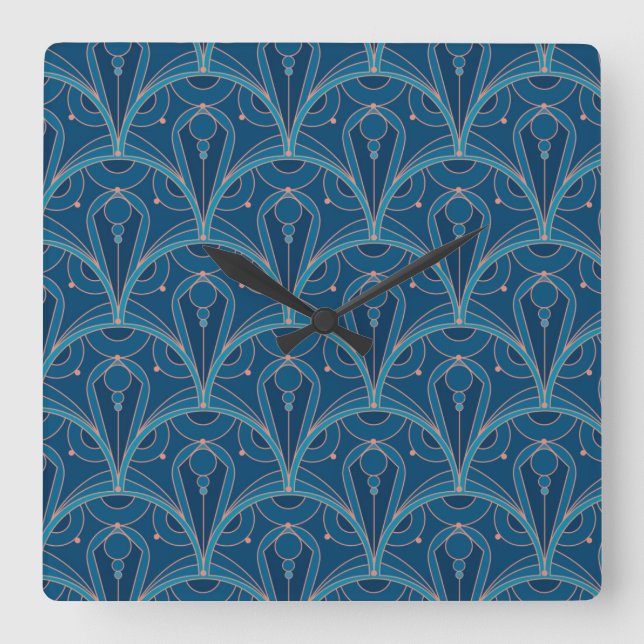 Repeating geometric Art Deco pattern Fyrkantig Klocka (Framsida)