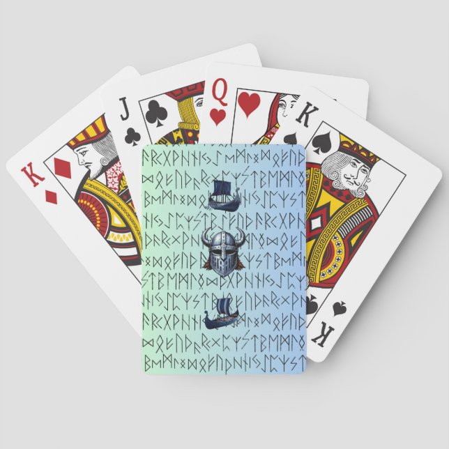 Repeating Viking Ships and Helmet Design over Rune Casinokort (Baksidan)