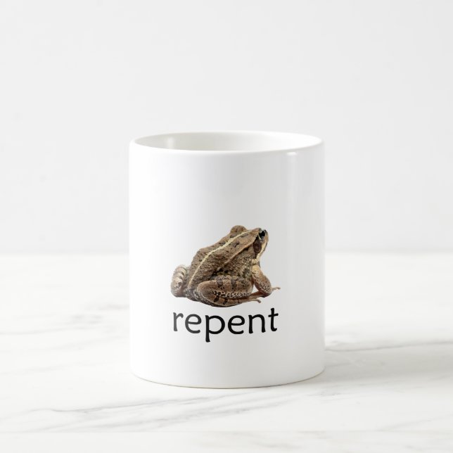 Repent frog, funny memee kaffemugg (Center)