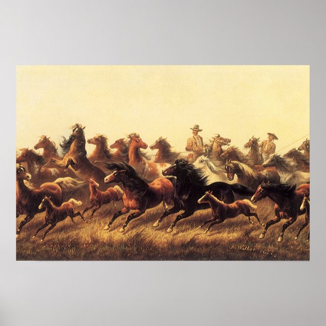 Repet av vilda hästar av James Walker Poster (Framsidan)