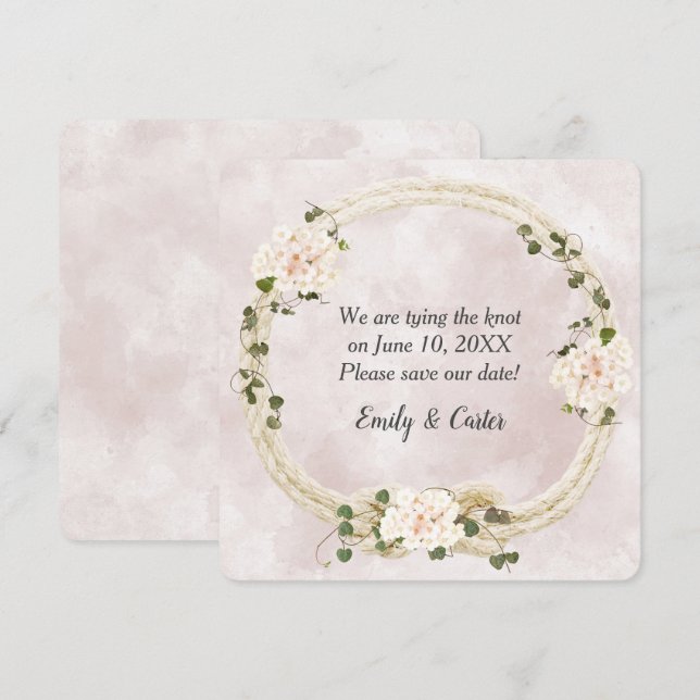 Repet sladd med hydrangea buketter spara datumet (Fram/baksida)