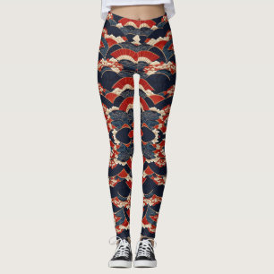 Repetera japanska Kimono Mönster Leggings
