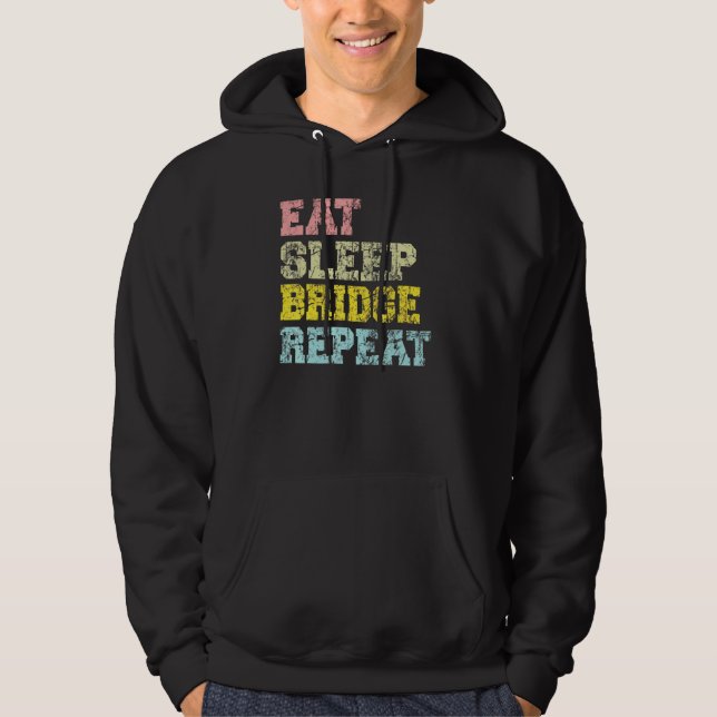 Repetera kortspel i viloläge för Bridge Player Eat Hoodie (Framsida)