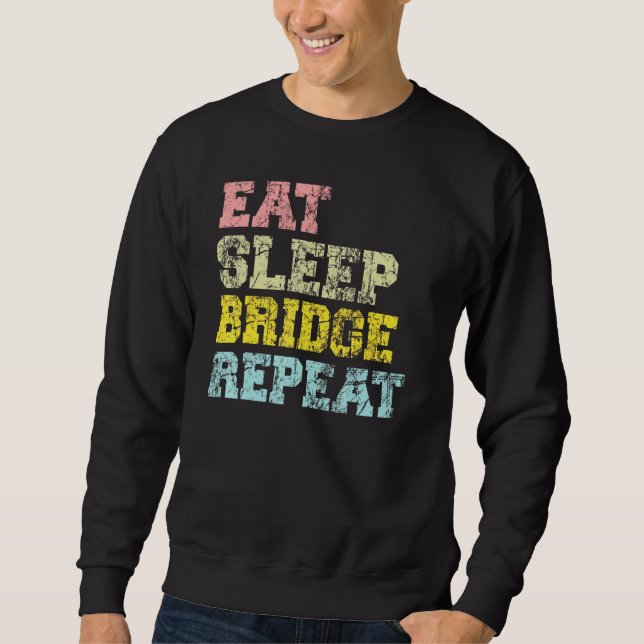Repetera kortspel i viloläge för Bridge Player Eat Lång Ärmad Tröja (Framsida)