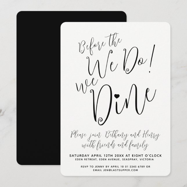 Repetera middagen innan vi äter monokalmanus inbjudningar (Fram/baksida)