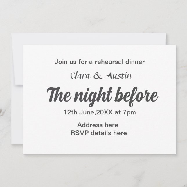 Repetera middagen kvällen före en liten stund inbjudningar (Framsida)