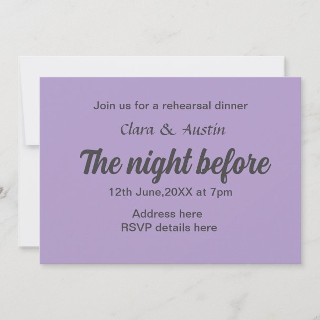 Repetera middagen kvällen före en liten stund inbjudningar (Framsida)