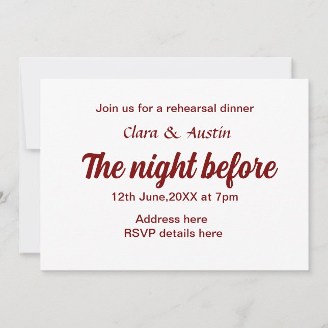 Repetera middagen kvällen före en liten stund inbjudningar (Framsida)