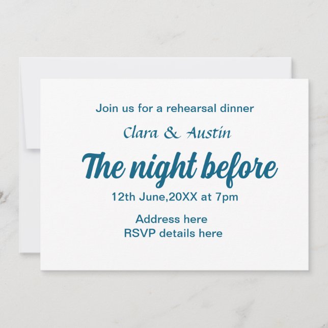 Repetera middagen kvällen före en liten stund inbjudningar (Framsida)