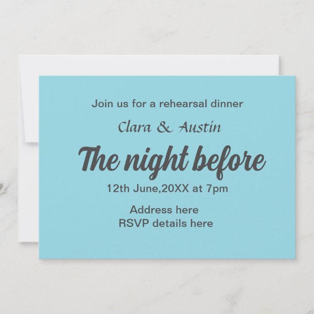 Repetera middagen kvällen före en liten stund inbjudningar (Framsida)