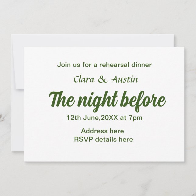 Repetera middagen kvällen före en liten stund inbjudningar (Framsida)