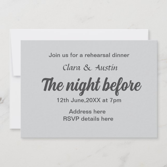 Repetera middagen kvällen före en liten stund inbjudningar (Framsida)