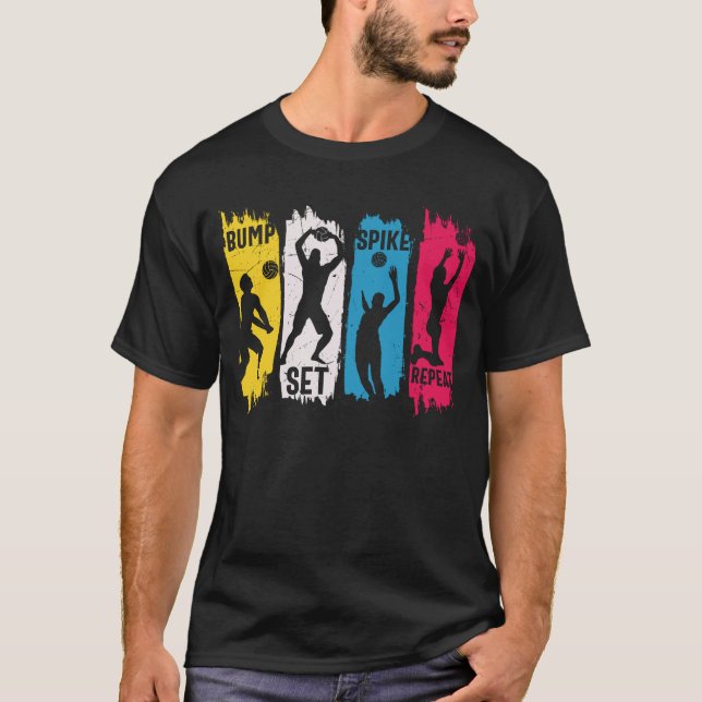 Repetera Spiket för uppsättningen med volleyboll T Shirt (Framsida)