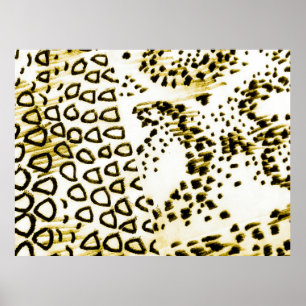 Repeterbar Snake Skin. Gult Mode Stil. Vit Poster
