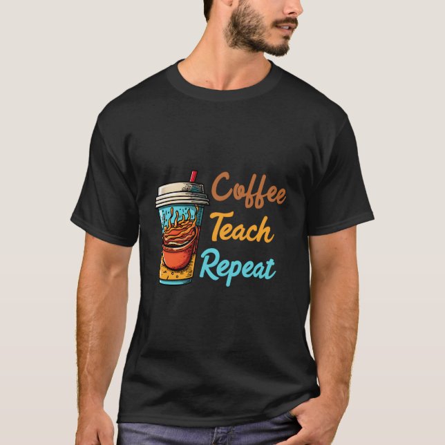 Repetering av kaffekaffekoffekter t shirt (Framsida)