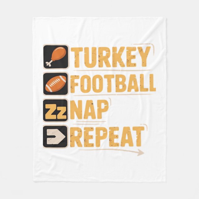 Repeteringsfunktion för fotboll i happy thanksgivi fleecefilt (Framsidan)