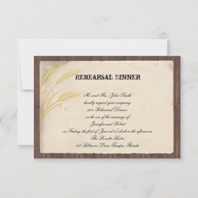 Repetition för bröllop för landvetegräs inbjudningar (Framsida)