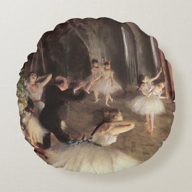 Repetition på scenen av Edgar Degas Rund Kudde (Framsidan)