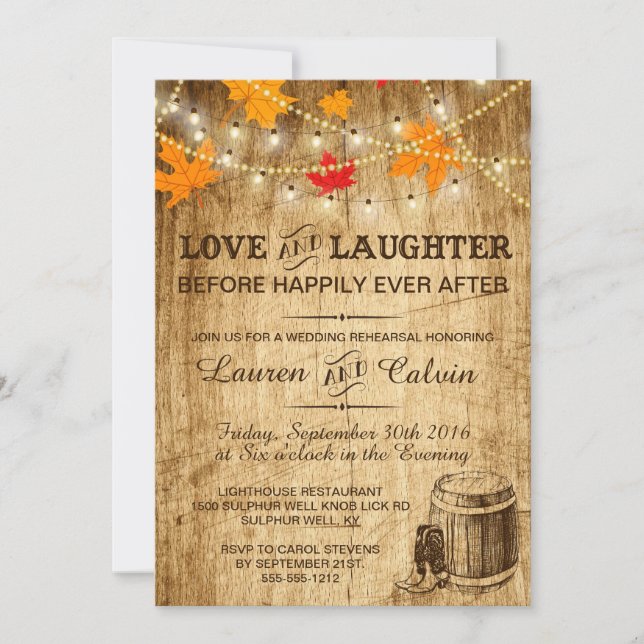 Repetitionsinbjudan för ett landsbyggsbröllop i Fa Inbjudningar (Framsida)