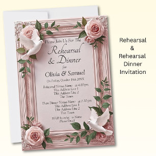Repetitionsinbjudan Kort Rosa Rosor & Duvor
