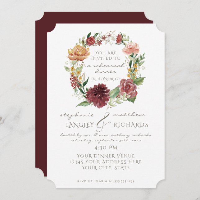 Repetitionsmat enkel minimalistisk modern Blommigt Inbjudningar (Fram/baksida)