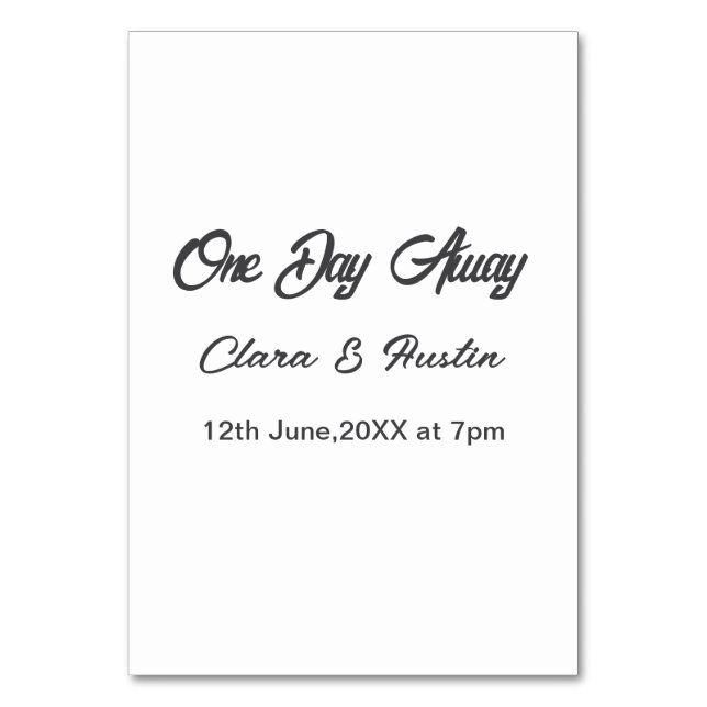 Repetitionsmiddag En dag före namn da Bordsnummer (Framsidan)