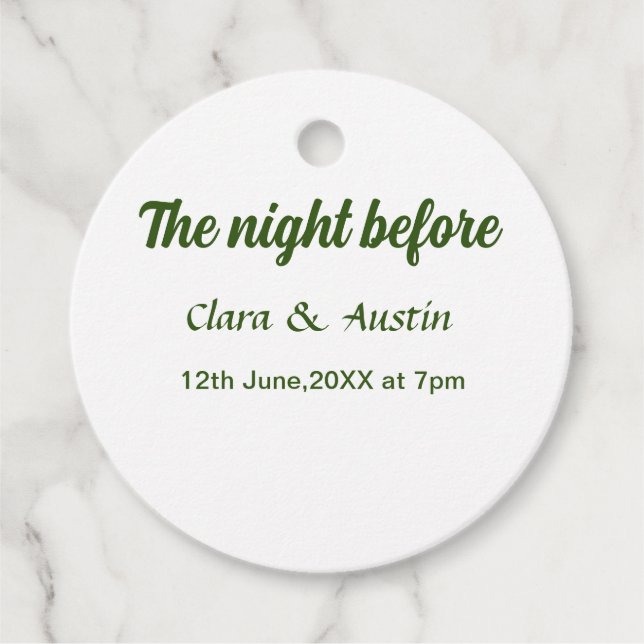 Repetitionsmiddag kvällen före enkel minimal m gåvor etiketter (Framsida)