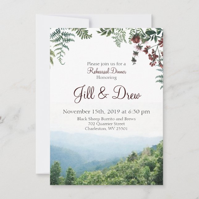 Repetitionsmiddagsinbjudan - Höstbröllop Inbjudningar (Framsida)