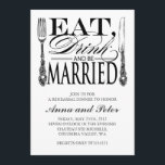 Repetitionsmiddagsinbjudan Inbjudningar<br><div class="desc">Ät,  drick och var gift! Uppmaning på nybörjare med elegant silvergods och kalligrafi-skript. Besök ONImage Vintage Design om du vill ha ett urval av snyggtar för designade inbjudningar till anpassningsbar,  bröllop-porto och kontorsmaterial med en vintage och modern blandning. ©2010 ONImage Vintage Design. Alla Höger reserverade.</div>