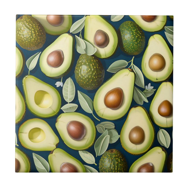 Repetitiv Avocado Mönster med texturerad kontrast Kakelplatta (Framsidan)