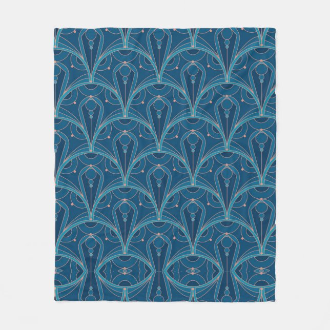 Repetitivt geometriskt Art Deco-mönster Fleecefilt (Framsidan)