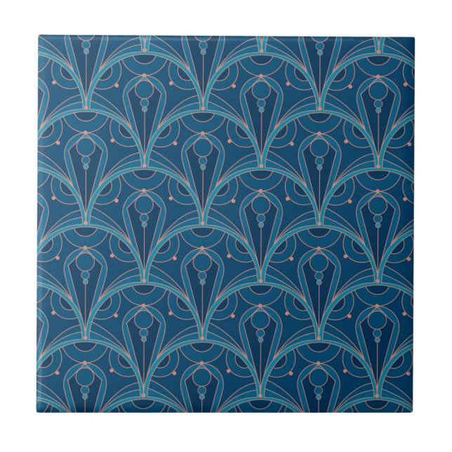 Repetitivt geometriskt Art Deco-mönster Kakelplatta (Framsidan)