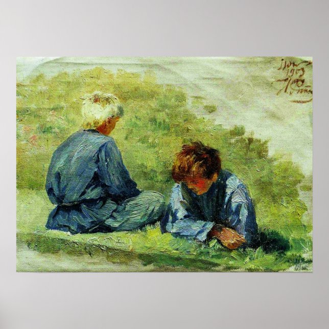 Repin - Boys on Grass 1903 Poster (Framsidan)