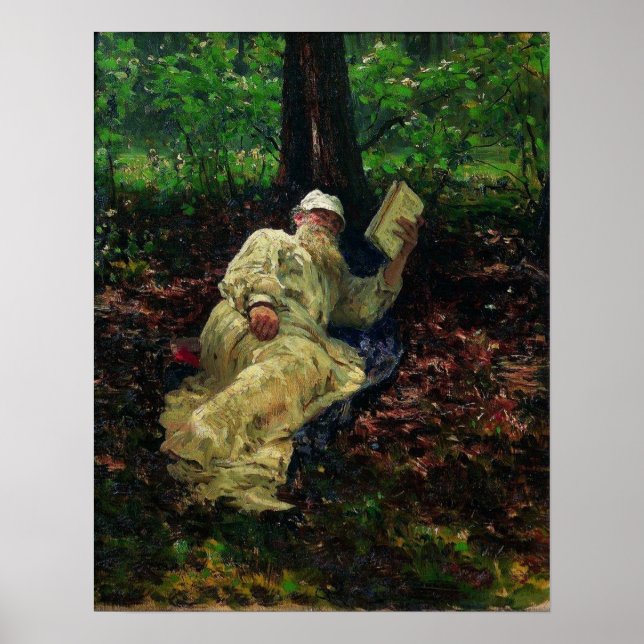 Repin - Leo Tolstoy i skog 1891 Poster (Framsidan)