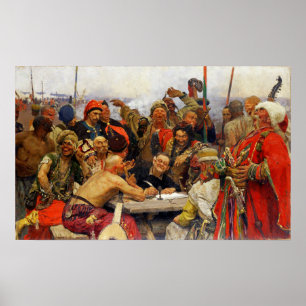 Repin - Zaporozhians svar på Sultan Mahmud IV 1 Poster