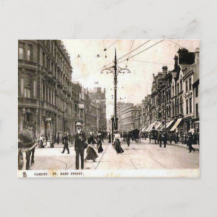Replica Vintage bild, cardiff, St mary Street Vykort