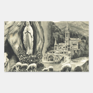 Replica Vintage bild Lourdes, 1895 Pilgrimage Rektangulärt Klistermärke