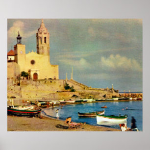 Replica Vintage Spanien, Sitges vattenfront Poster