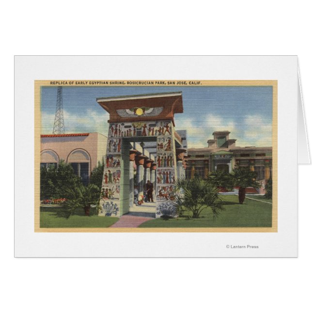 Replik av egyptiska Shrine, RosiCrucian Park Hälsningskort (Framsidan Horizontal)